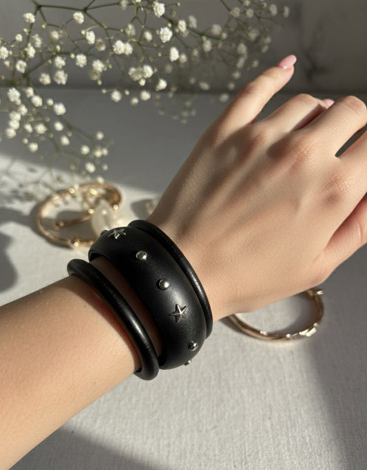Black Wooden Pearl Bangles Set ( Set of 3 ) (Size 2.8)