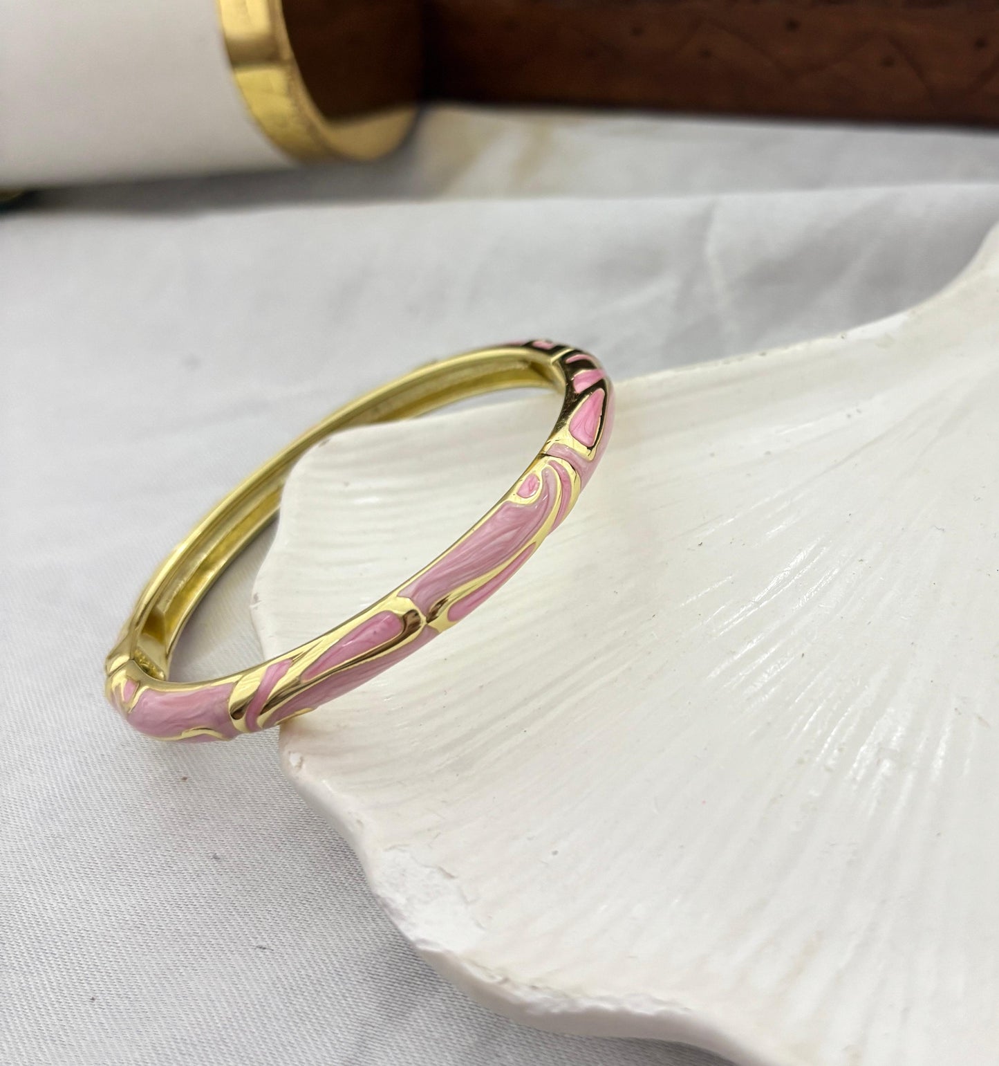 Women Anti Tarnish Enamel Floral Openable Kada Bracelet