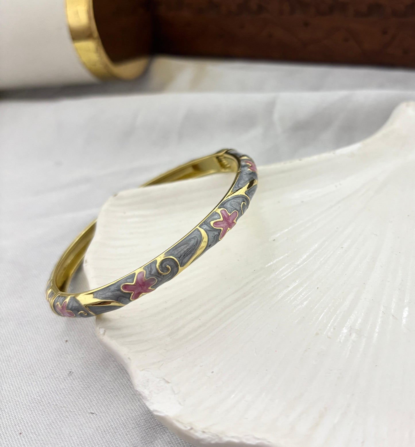 Women Anti Tarnish Enamel Floral Openable Kada Bracelet