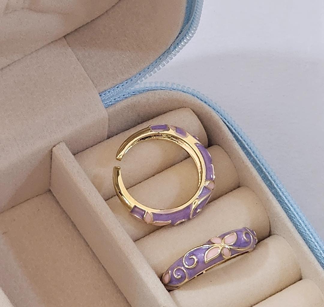 Floral Enamel Ring - Adjustable