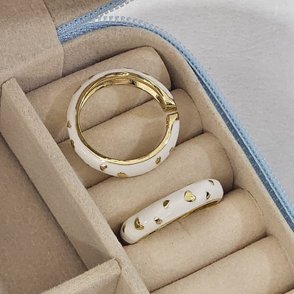 Golden Heart Flake Enamel Ring - Adjustable