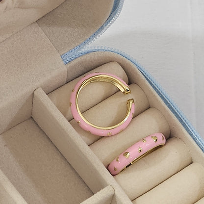 Golden Heart Flake Enamel Ring - Adjustable