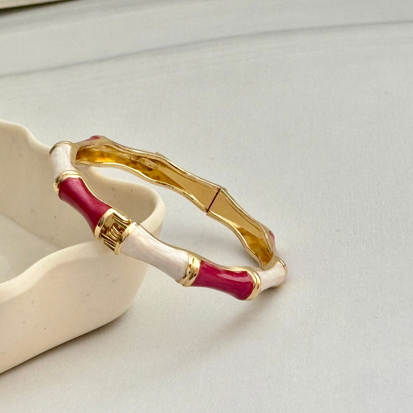 Women Bamboo Style Enamel Kada Bracelet