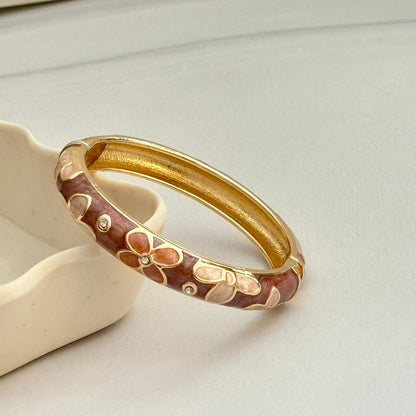 Women Thick Floral Enamel Kada Bracelet