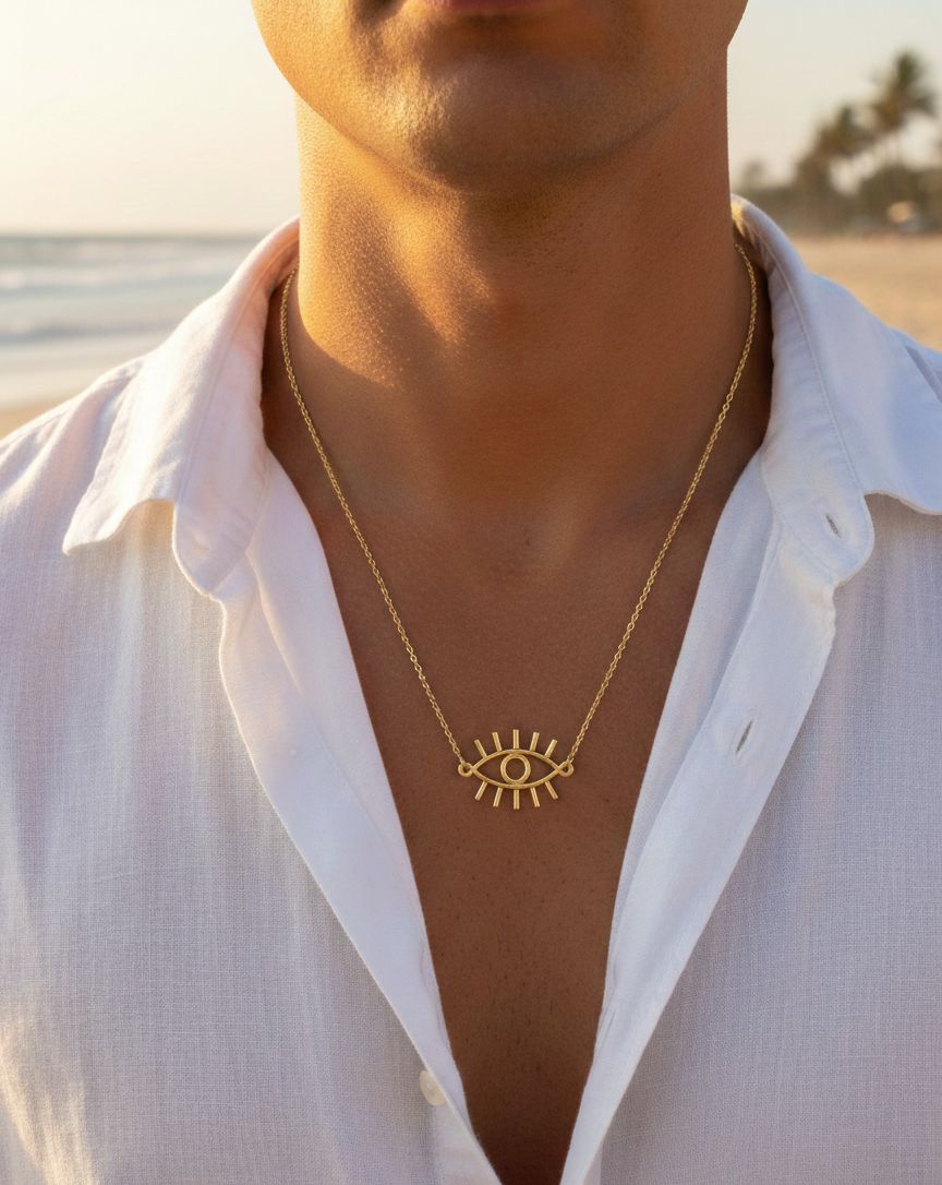 Men Classic Big Evil Eye Chain Necklace - Nimé By Shop Trendys