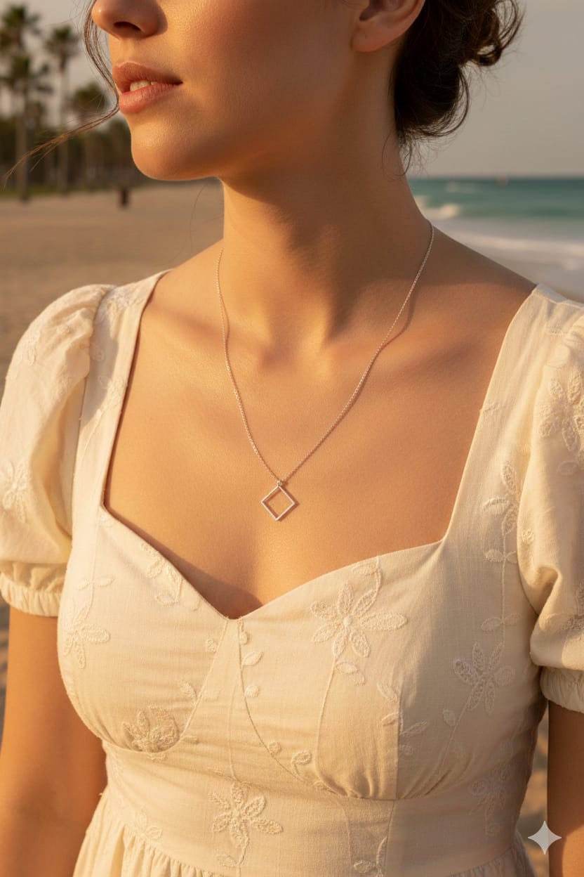 Square Women Dainty Necklace - Nimé By Shop Trendys
