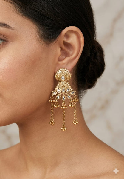 Kashmiri Elegant Golden Earrings - Nimé By Shop Trendys