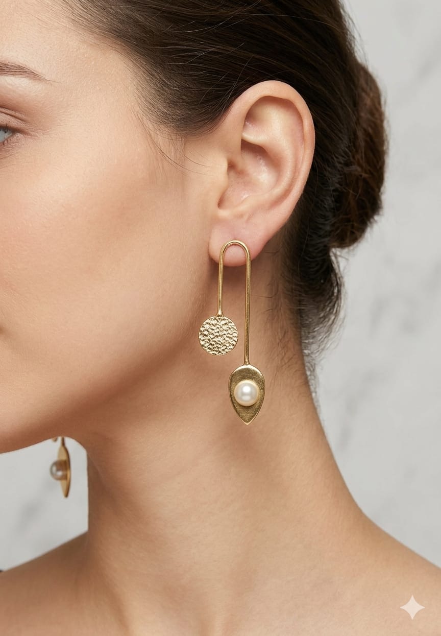 Golden Drop Pearl Earrings - Nimé By Shop Trendys