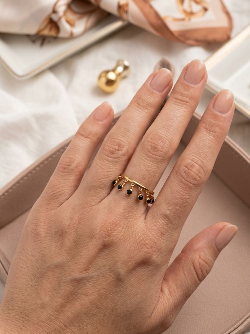 Green Diamond Charm Adjustable Ring ( Anti Tarnish ) - Nimé By Shop Trendys
