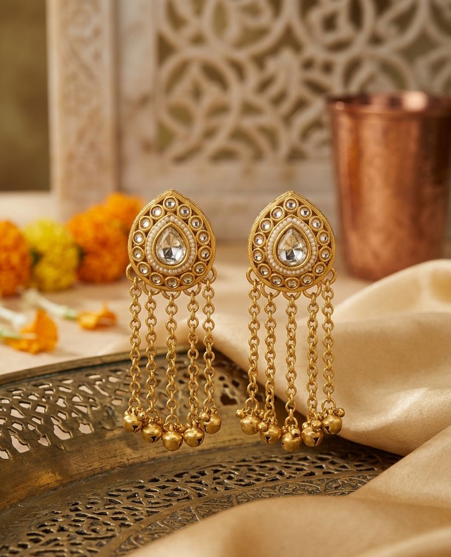 White Drop Tassel Heritage Earrings - Nimé By Shop Trendys