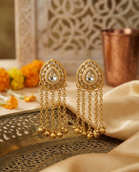 White Drop Tassel Heritage Earrings - Nimé By Shop Trendys