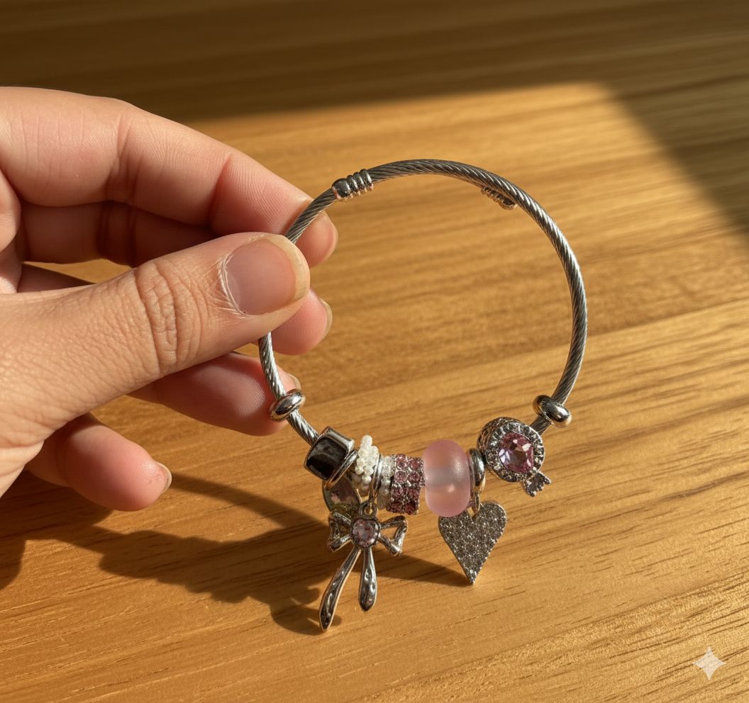 Silver Bow Heart Pink Crown Pandora Bracelet - Nimé By Shop Trendys