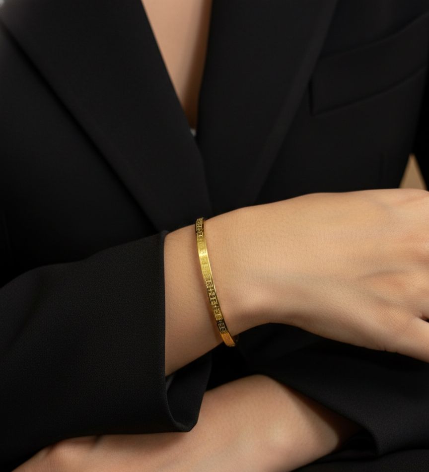 Women Golden Designer Plain Kada Bracelet (Anti Tarnish) - Nimé By Shop Trendys