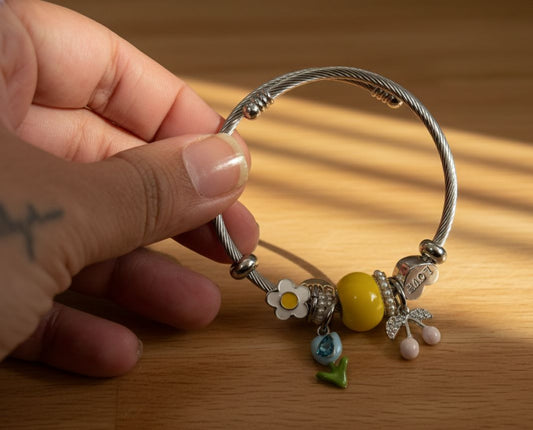 Silver Flower Pink Cherry Pandora Bracelet - Nimé By Shop Trendys