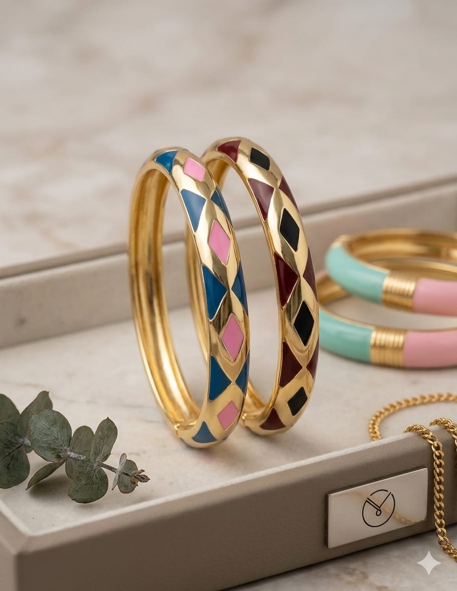 Criss Cross Colorful Enamel Kada - Nimé By Shop Trendys