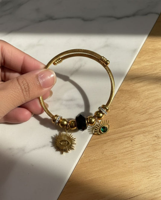 Golden Black Evil Eye Sun Pandora Bracelet - Nimé By Shop Trendys
