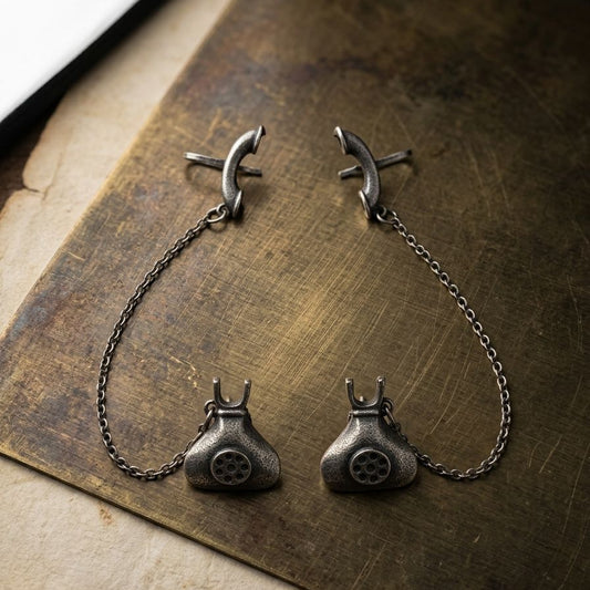 Telephone German Silver Drop Earrings - Nimé By Shop Trendys