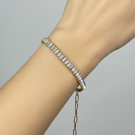 Golden Tennis Stainless Steel Bracelet (Anti Tarnish) - Nimé By Shop Trendys