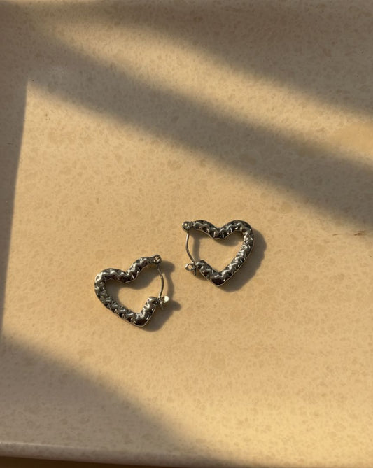 Women Silver Heart Bali Halo Earring (Anti Tarnish)