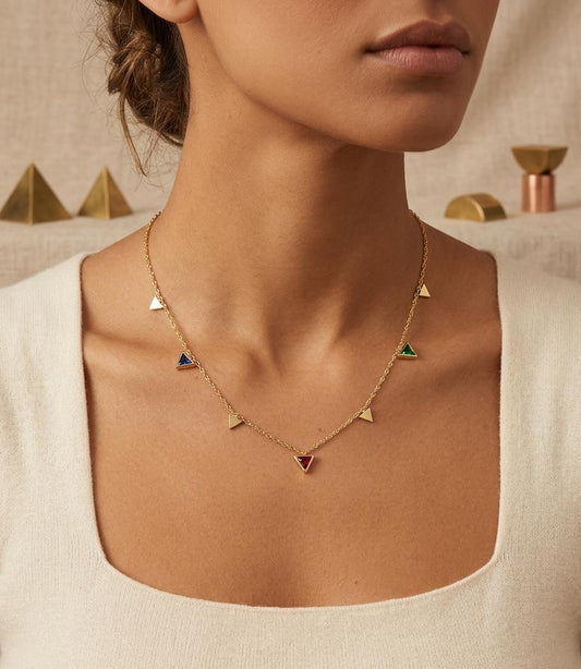Colorful Triangle Charm Necklace ( Anti Tarnish ) - Nimé By Shop Trendys