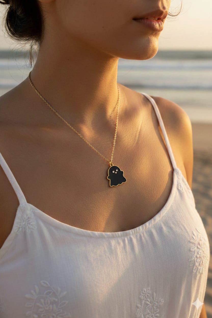 Black Ghost Women Dainty Necklace - Nimé By Shop Trendys