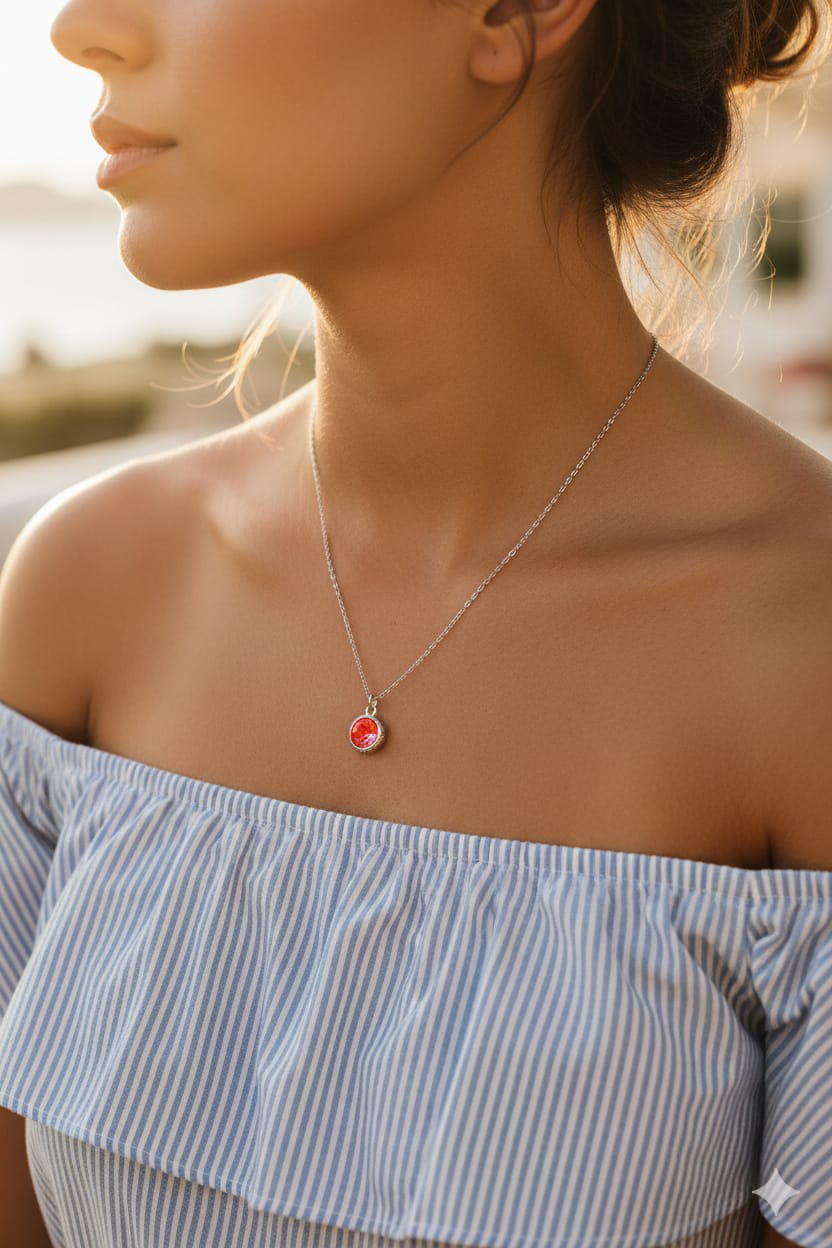 Circle Stone  Women Dainty Necklace - Nimé By Shop Trendys